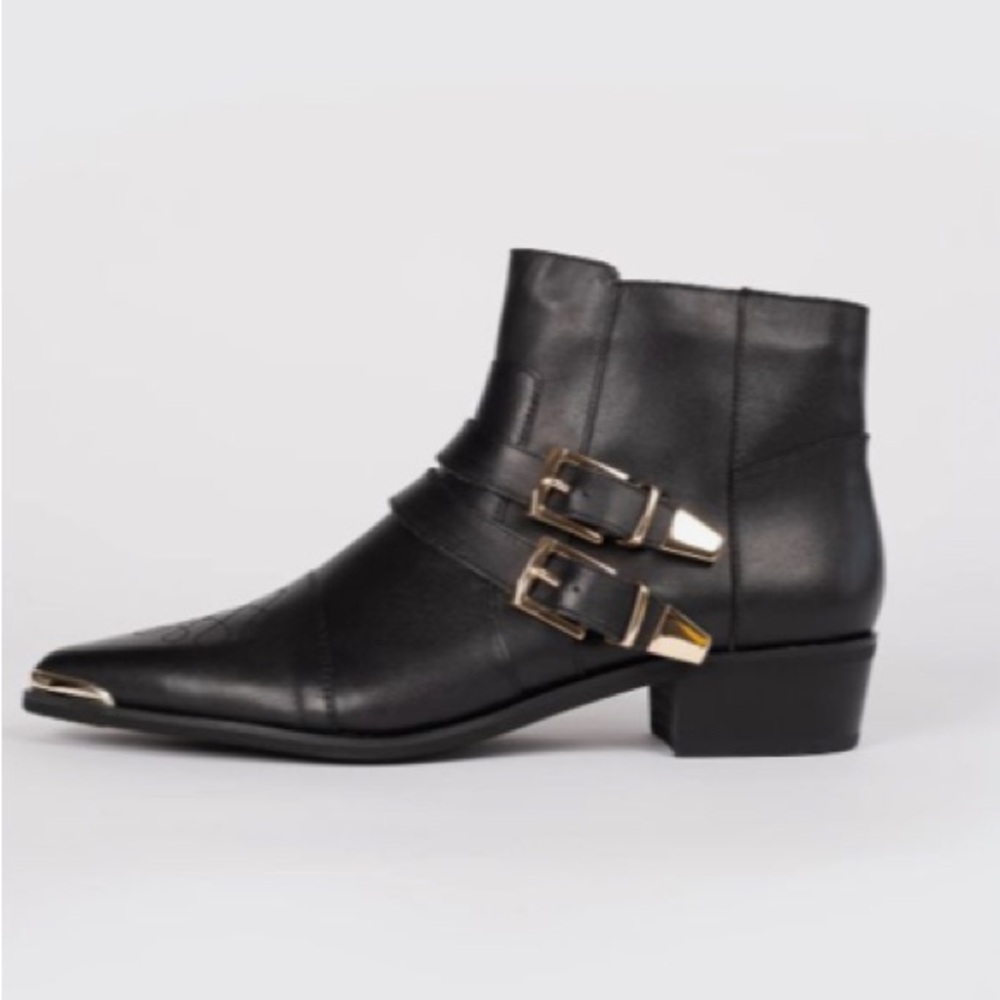 Tilly Black and Gold Ankle Boots